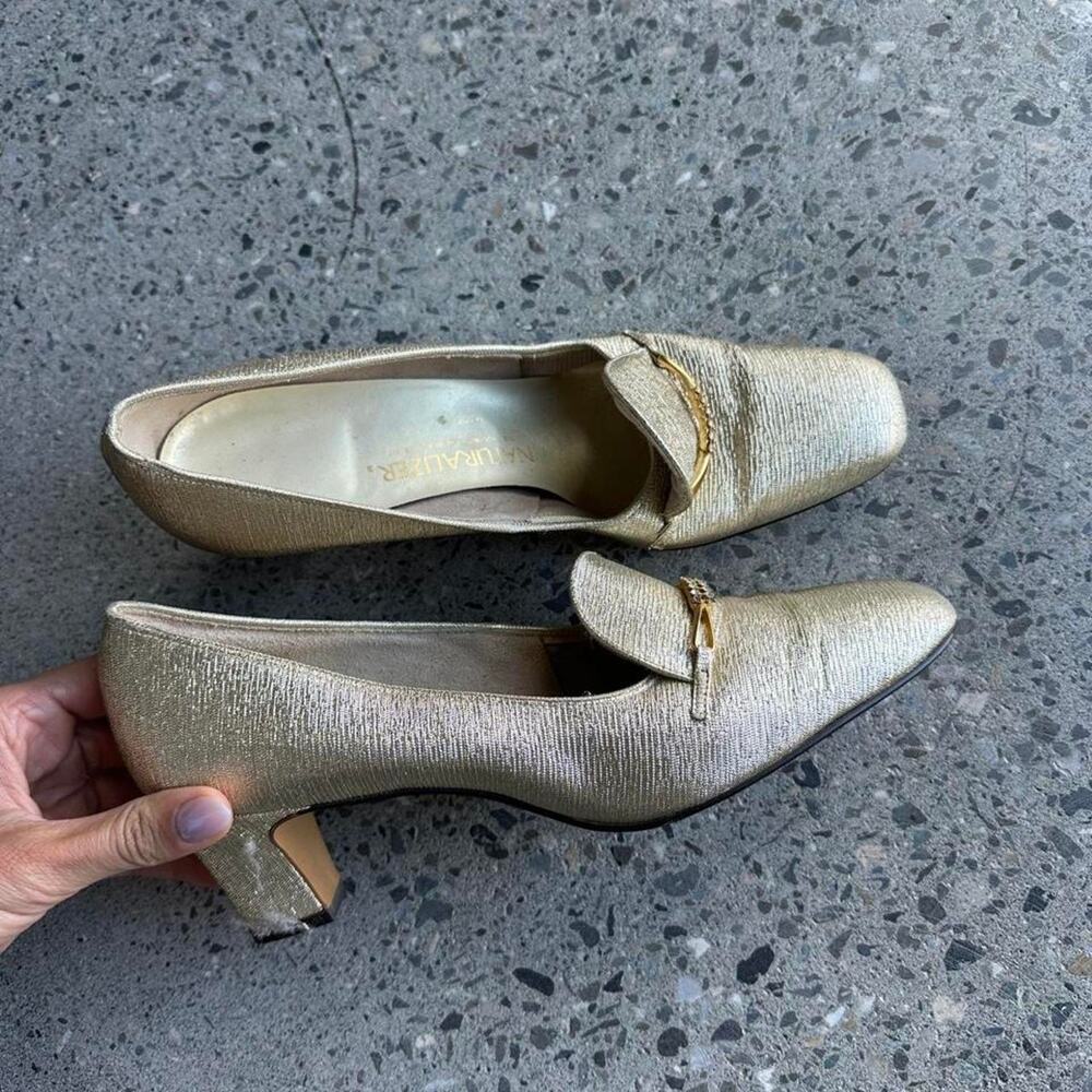 Naturalizer Vintage Gold Metallic Loafer Heels Women’s 8.5 N Made in USA